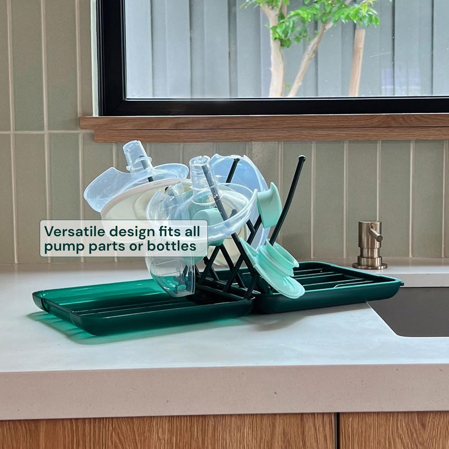 Willow Travel Cleaning Kit & Drying Rack - 5-Pack Cleaning Rack and Brushes for Breast Pump Parts and Bottles - Breastfeeding Essential
