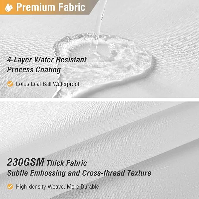 BTTN Long Fabric Shower Curtain - 78 Inches Linen Textured Heavy Duty Hotel Luxury Cloth Shower Curtain Set with 12 Plastic Hooks, Polyester Waterproof Spa Shower Curtains for Bathroom(72"x78", White)