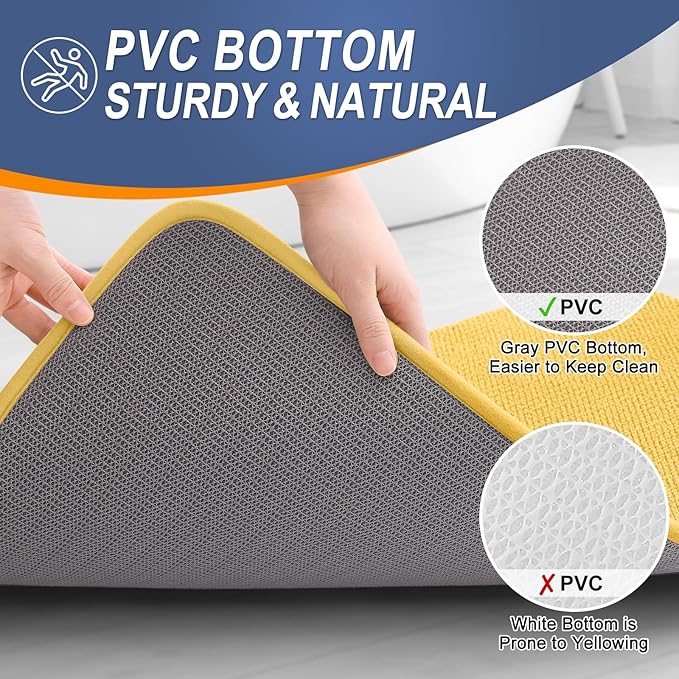 OLANLY Thick Memory Foam Bath Mat Rug 30x20, Extra Soft Absorbent Bathroom Rug, Quick Dry Bath Mats, Non-Slip, Machine Washable Carpet for Bathroom, Tub and Shower, Home Decor Accessories, Yellow