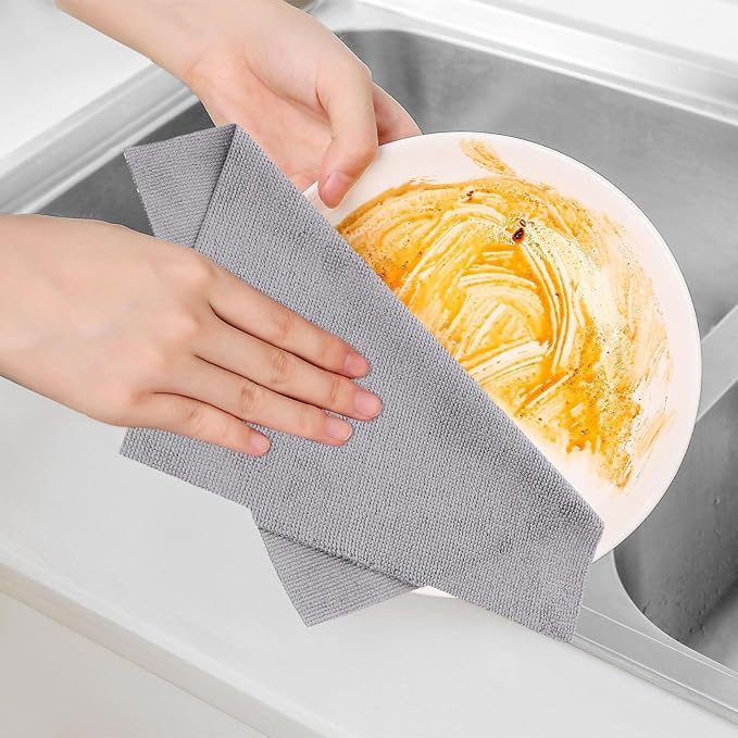 Reusable Microfiber Cleaning Cloth Roll Square Absorbent Towels for Kitchen Car Home Garage Washable Multipurpose Rags in Gray