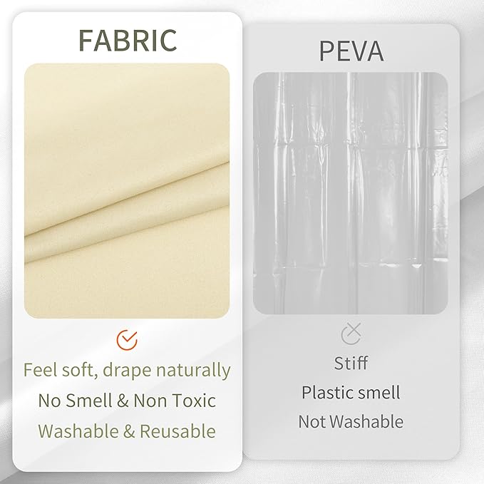 ALYVIA SPRING Stall Fabric Shower Curtain Liner Waterproof - Soft & Lightweight Small Shower Curtain with Magnets for Narrow Stall Size, Machine Washable - 36x72, Cream