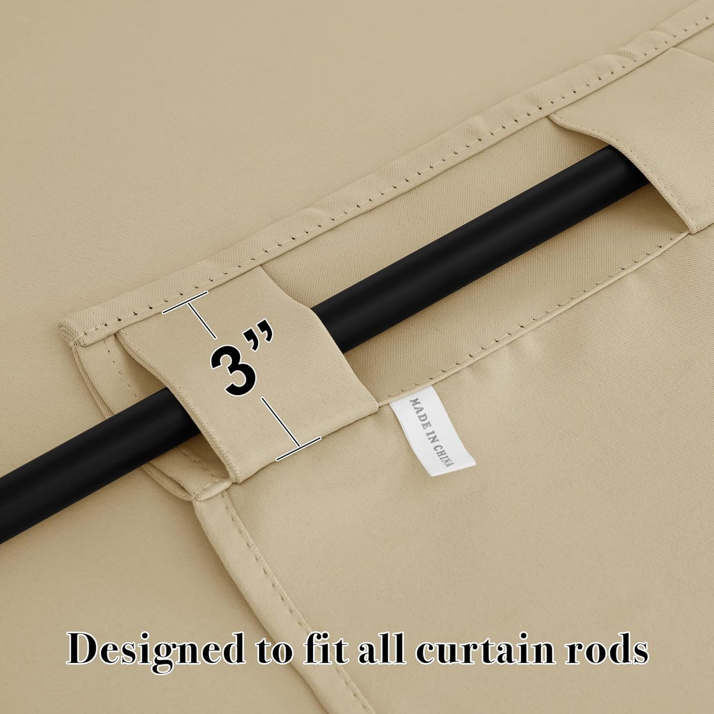 RYB HOME Room Darkening Curtains - Back Loops Solid Sunlight Block Window Decor for Nursery Bedroom Kitchen Bath Garage, Wide 42 in x Long 45, Biscotti Beige, 2 Panels