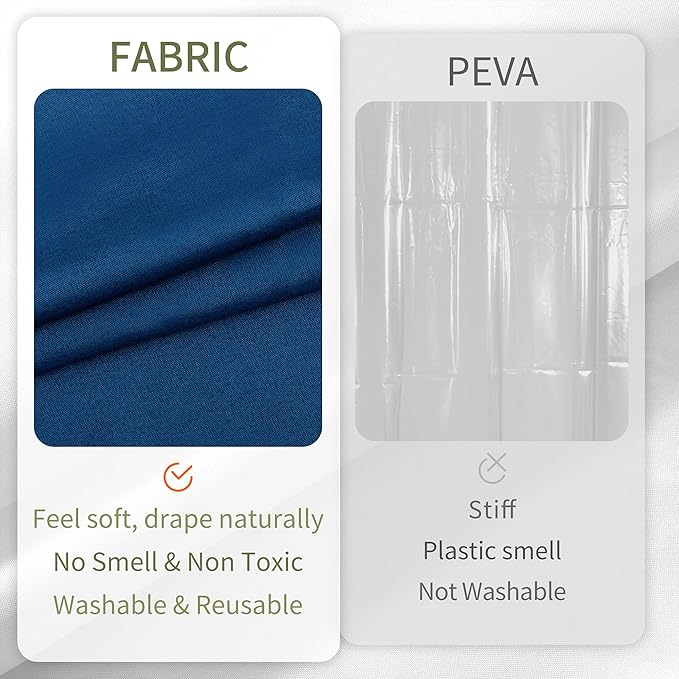 ALYVIA SPRING Extra Long Fabric Shower Curtain Liner Waterproof - 72" x 84", Soft & Lightweight XL Shower Curtain with 3 Magnets, Machine Washable - 72x84, Navy