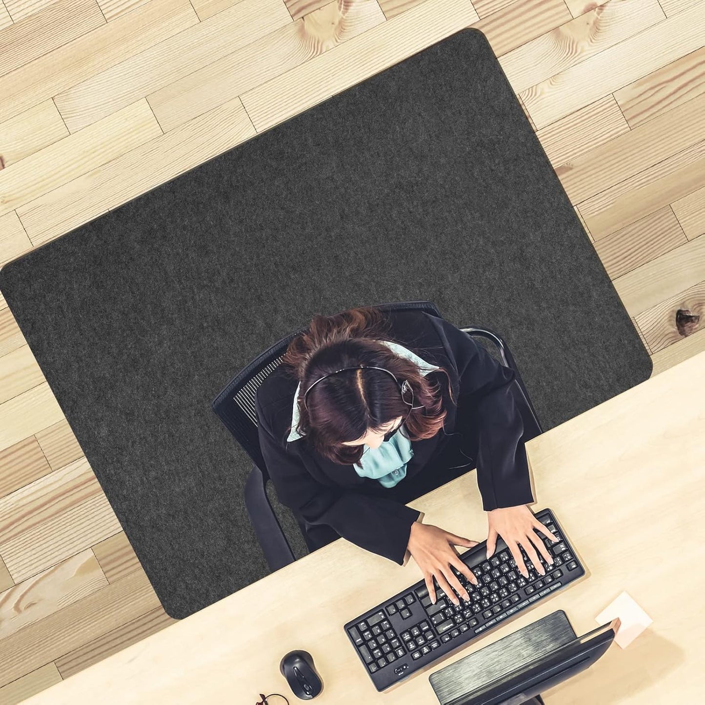 Placoot Office Chair Mat for Hardwood Floor & Tile Floor 55"x35" Desk Chair Mat for Rolling Chairs Electrostatic Adsorption Large Anti-Slip-Recyclable Material Floor Mat for Office/Home with Lip