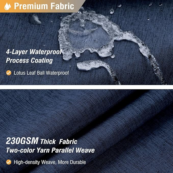 BTTN Stall Fabric Shower Curtain - 36x72 Inch Narrow Linen Textured Heavy Duty Shower Curtain Set with 6 Plastic Hooks, Hotel Spa Luxury Half Waterproof Neutral Bath Curtains for Bathroom - Navy Blue