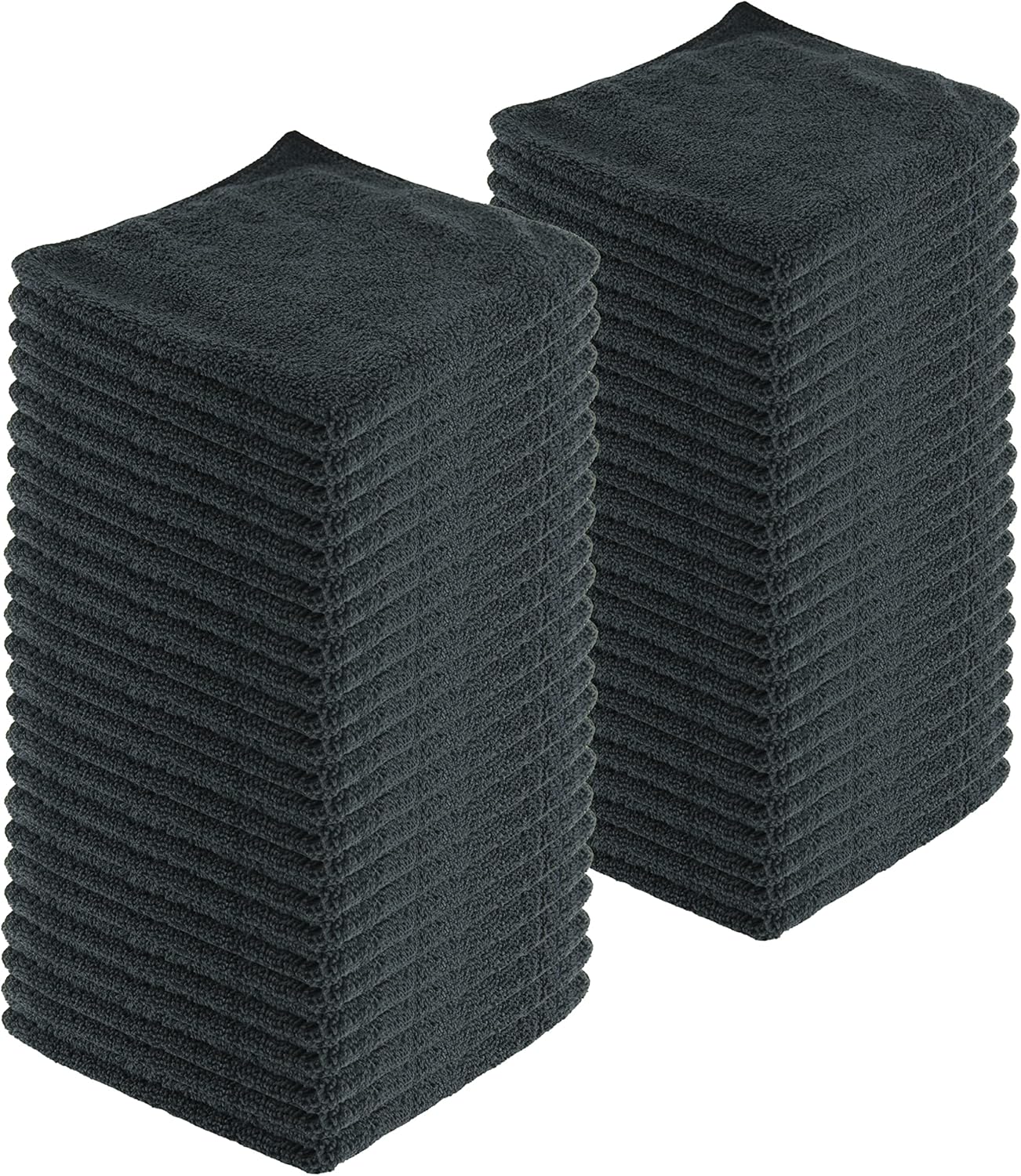 Microfiber Cleaning Cloths, 240 Pack, 16"x16", All-Purpose, Softer, Highly Absorbent, Lint-Free, Reusable, Washable Pro Towels, Black, for House, Kitchen, Bathroom, Car, Office