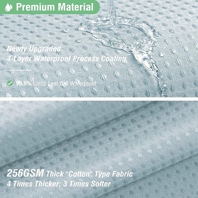 Dynamene Stall Fabric Shower Curtain - 48 inch Wide Waffle Weave Weighted Thick Cloth Shower Curtains for Bathroom, Neutral Heavy Duty Hotel Spa Luxury Bath Curtain Set with 8 Hook, 48x72, Fog Blue