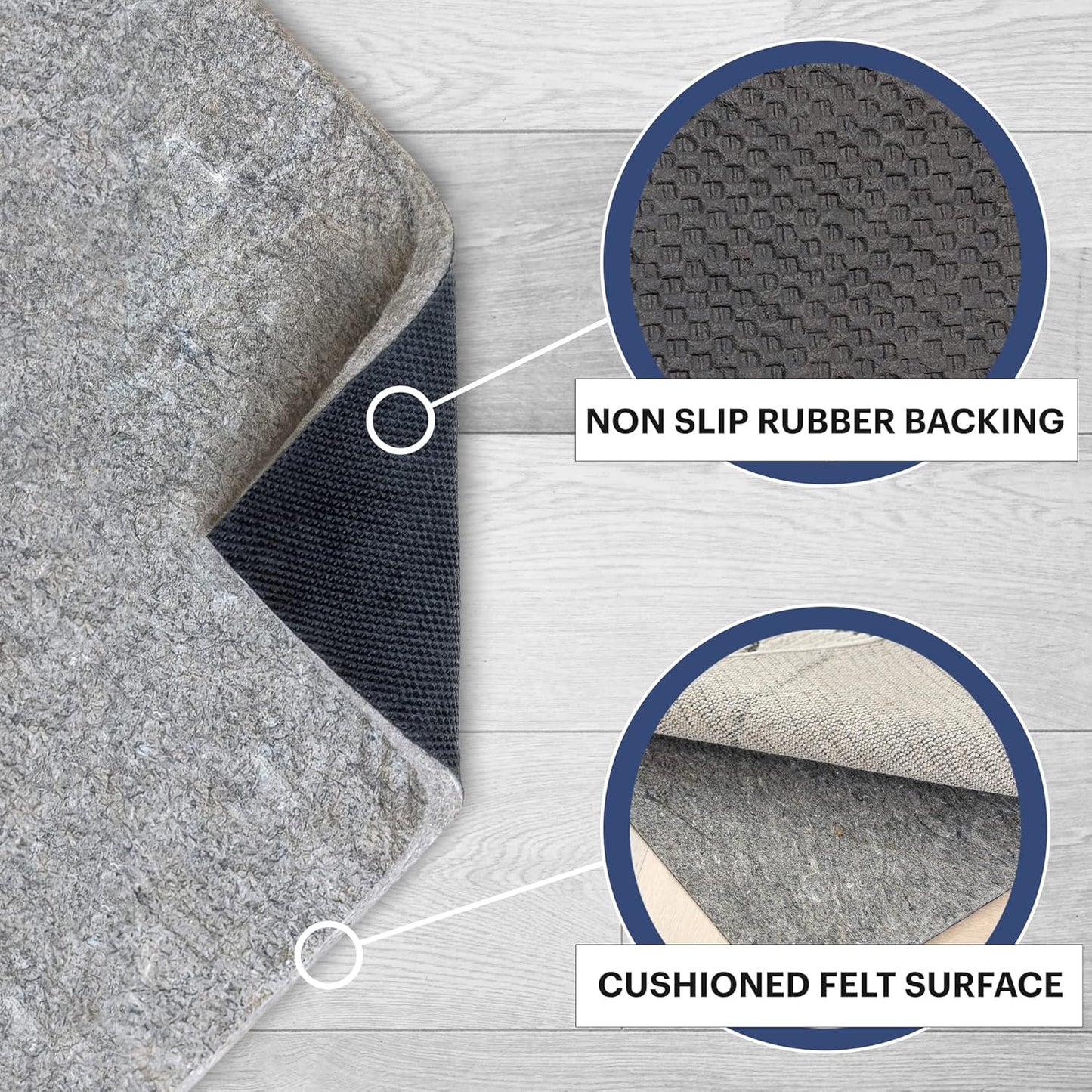 RUGPADUSA - Dual Surface - 7'10" x 9'10" - 3/8" Thick - Felt + Rubber - Enhanced Non-Slip Rug Pad - Adds Comfort and Protection - for Hard Surface Floors