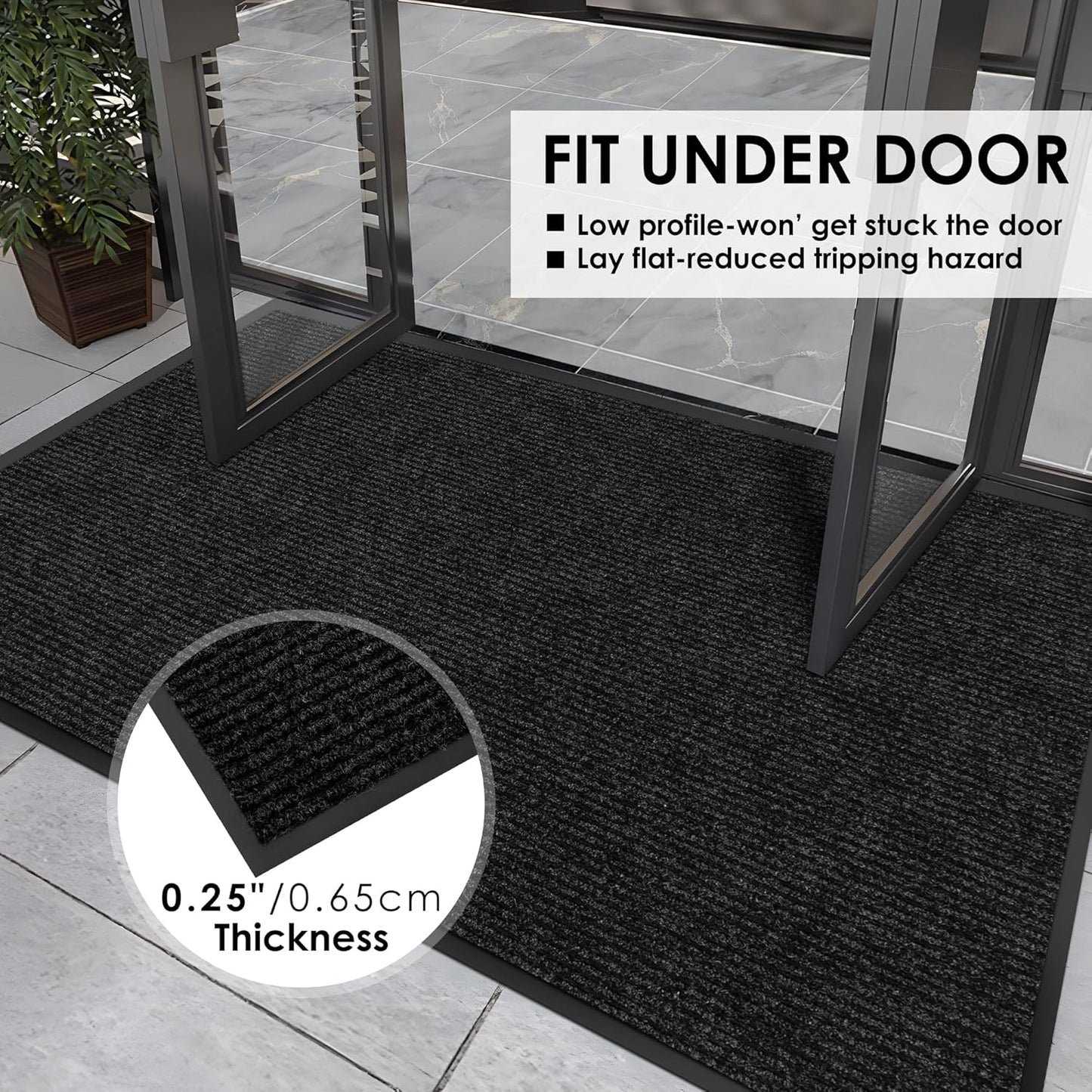 4′ x 56′ Front Door Mat Indoor Outdoor Entrance, Commercial Floor Mat Heavy Duty Dirt Trapper Entryway Doormat, Custom Size Non Slip Rubber Backing Welcome mat, Door Mat for High Traffic Area