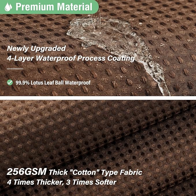 Dynamene Extra Long Shower Curtain - 96 Inch Long Waffle Weave Weighted Thick Cloth Bathroom Shower Curtain, Neutral Heavy Duty Hotel Bath Curtain Set with 12 Plastic Hooks,72x96, Brown