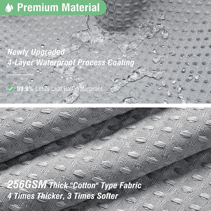 Dynamene Extra Wide Shower Curtain-108 Inch Wide Waffle Weave Weighted Thick Cloth Bathroom Shower Curtain, Neutral Heavy Duty Hotel Bath Curtain Set with 18 Plastic Hooks,108x72, Grey/Gray