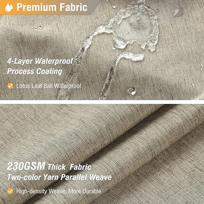 BTTN Fabric Shower Curtain, Linen Textured Heavy Duty Polyester Cloth Shower Curtain Set with Plastic Hooks, tan, 36x72