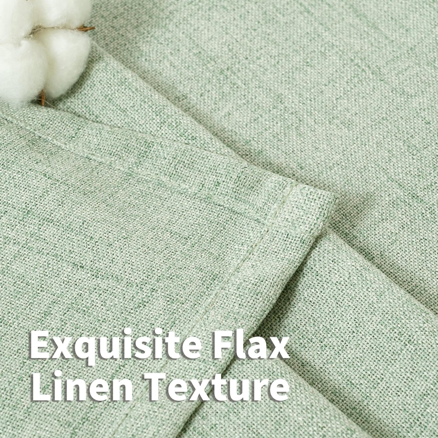 YoungsTex Sage Green Curtains 80 Inch Length for Living Room, Semi Sheer Linen Drapes Light Filtering with Back Tab Rod Pocket for Bedroom Office Spring Window Treatments, 52 X 80 Inch, 2 Panels