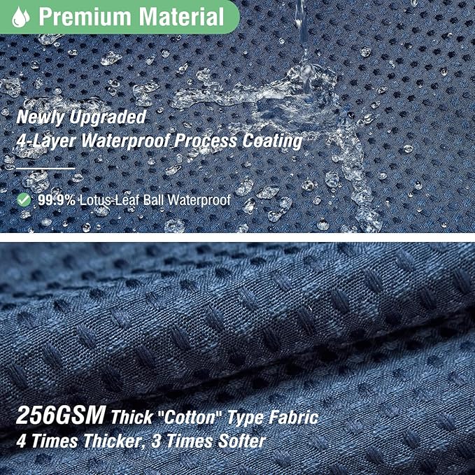 Dynamene Stall Fabric Shower Curtain - 60 x 84 inch Long Waffle Weave Weighted Thick Cloth Shower Curtain for Bathroom, Neutral Heavy Duty Hotel Spa Luxury Bath Curtain Set with 10 Hook, Navy Blue