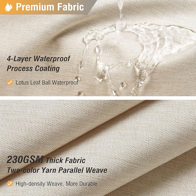 BTTN Extra Long Fabric Shower Curtain, 84 Inch Linen Textured Heavy Duty Cloth Shower Curtain Set with 12 Plastic Hooks, Large Hotel Luxury Polyester Shower Curtains for Bathroom(72"x84", Beige/Cream)