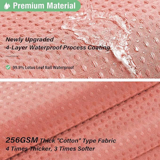 Dynamene Long Fabric Shower Curtain - 78 inch Long Waffle Weave Weighted Cloth Shower Curtains for Bathroom, Neutral Heavy Duty Hotel Spa Luxury Bath Curtain Set with 12 Hooks, 72x78, Coral
