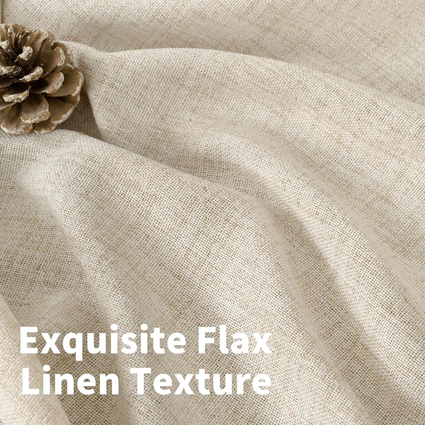 YoungsTex Linen Curtains 90 Inch Length for Living Room, Light Filtering Semi Sheer Window Drapes Rod Pocket Back Tab Curtain for Bedroom Dining Room Office Privacy, 2 Panels, 52 X 90 Inch
