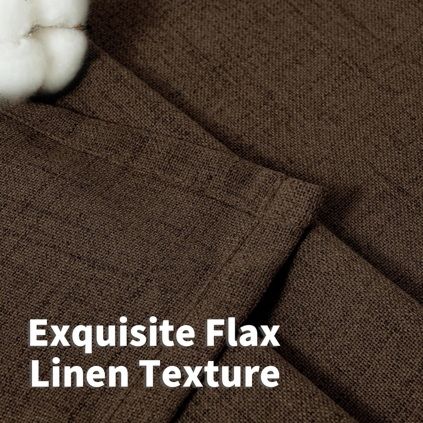 YoungsTex Brown Linen Curtains 80 Inch Length for Living Room, Semi Sheer Window Drapes with Rod Pocket Back Tab Light Filtering for Farmhouse Dining Room Bedroom, 2 Panels, 52 X 80 Inch