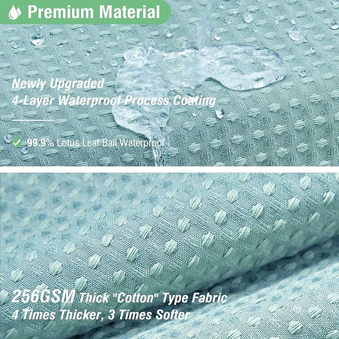 Dynamene Stall Fabric Shower Curtain - 36x72 Waffle Weave Weighted Cloth Shower Curtains for Bathroom, Neutral Heavy Duty Hotel Spa Luxury Bath Curtain Set with 6 Plastic Hooks,Teal