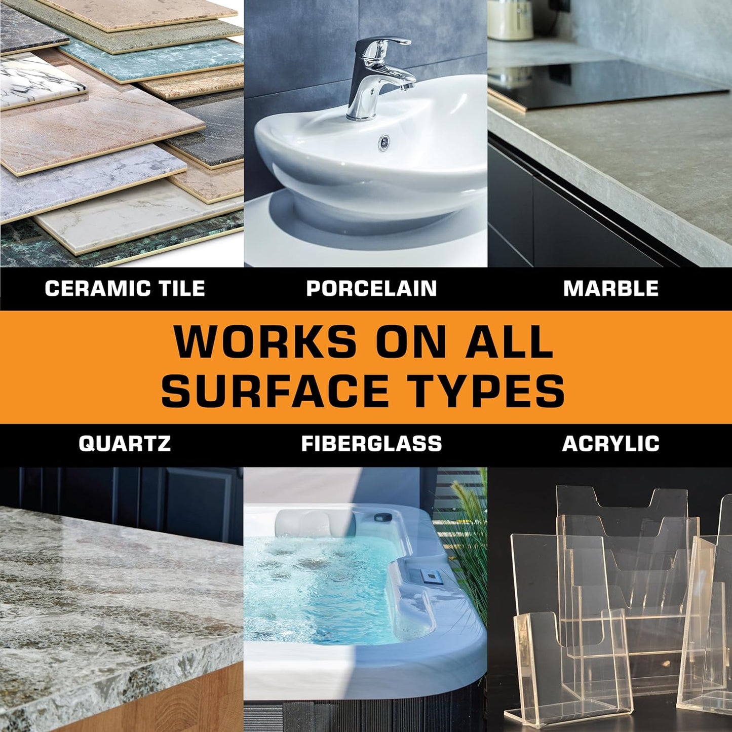 Porcelain Repair Kit - Tile and Stone Repair, Marble Repair, Tub and Tile Refinishing, Crack and Chip Filler for Ceramic Floors, Shower Tiles, Bathtubs, and Granite Surfaces