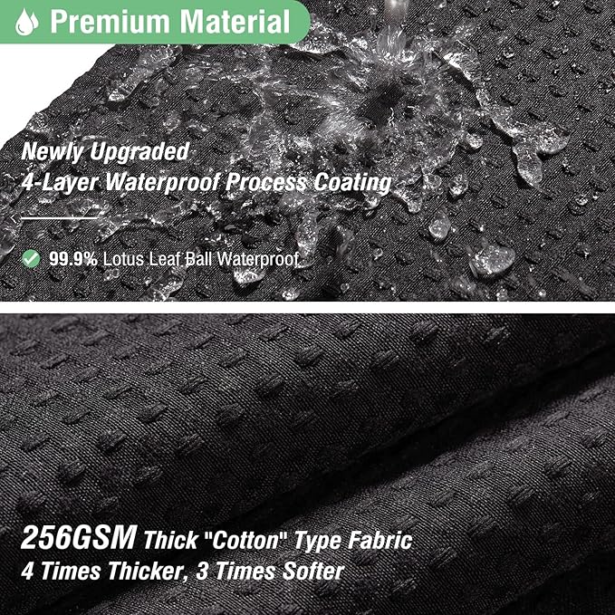 Dynamene Black Fabric Shower Curtain - Waffle Textured Heavy Duty Cloth Curtains for Bathroom, 256GSM Hotel Spa Luxury Weighted Polyester Bath Curtain Set with 12 Plastic Hooks(72Wx72H, Black)
