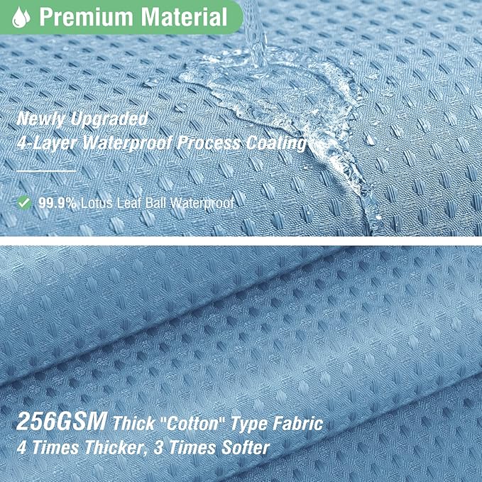 Dynamene Stall Fabric Shower Curtain - 48 inch Wide Waffle Weighted Thick Cloth Shower Curtains for Bathroom, Neutral Heavy Duty Hotel Spa Luxury Bath Curtain Set with 8 Hook, 48x72, Moonlight Blue