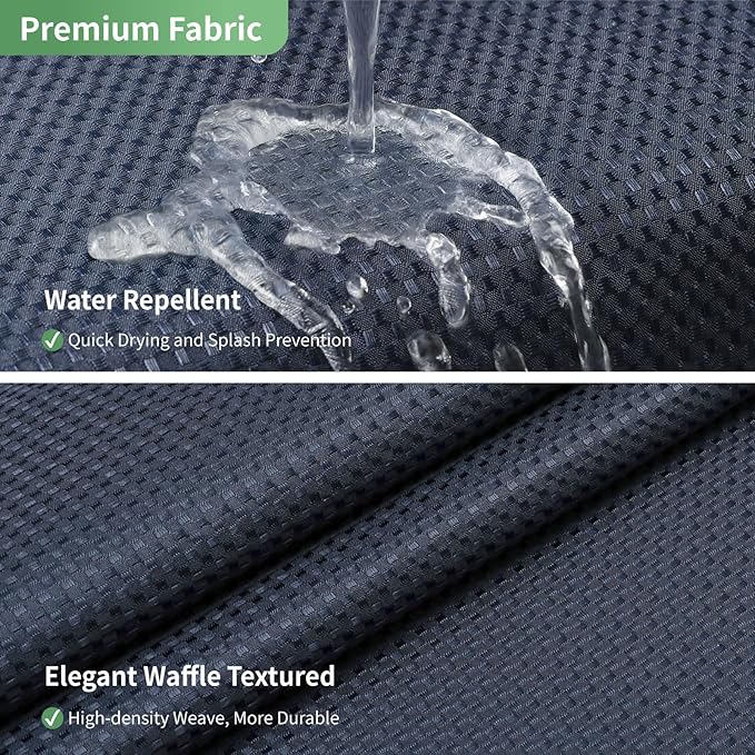 Navy No Hook Shower Curtain with Snap-in Fabric Liner Set,Waffle Weave Shower Curtains for Bathroom,Hotel Luxury Decor Bathroom Curtain Set,Waterproof & Washable,71Wx74H