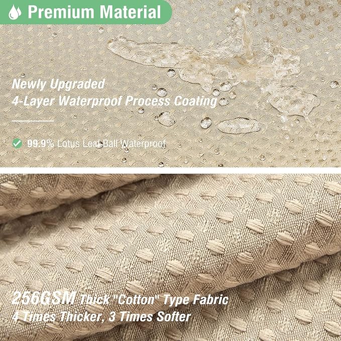 Dynamene Stall Fabric Shower Curtain - 36x72 Waffle Weave Weighted Cloth Shower Curtains for Bathroom, Neutral Heavy Duty Hotel Spa Luxury Bath Curtain Set with 6 Plastic Hooks,Beige/Khaki